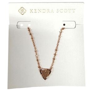 Kendra Scott Perry Pendant Necklace Rose Gold Sand Drusy Triangle NWT